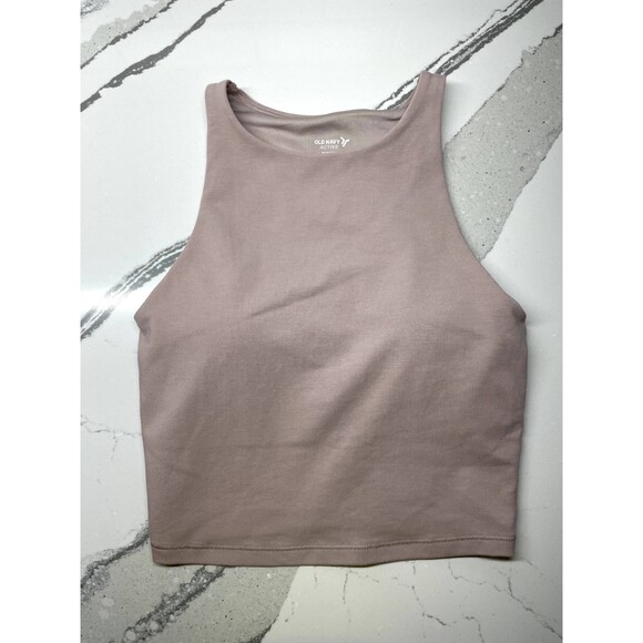 Old Navy Active Power Chill Cropped Workout Top Light Support XS Pale Pink - Picture 1 of 4